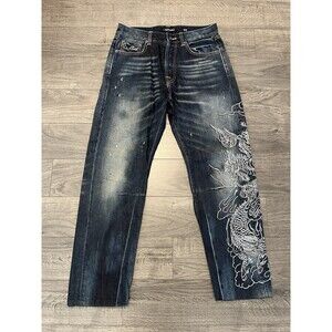 Vintage Y2K Ed Hardy denim jeans spell out embroidered distressed Size 32